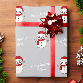 Papel De Regalo Feliz Navidad Cute Snowman Pattern Vintage