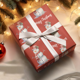 Papel De Regalo Feliz navidad de invierno rojo
