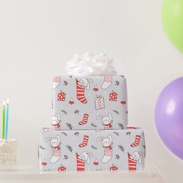 Papel De Regalo Feliz navidad de repoblar gatos y conejos (Regalos de fiesta)