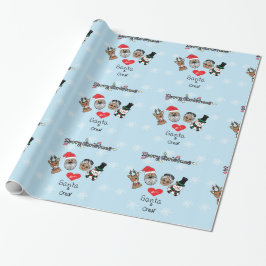 Papel De Regalo Feliz Navidad de Santa y sus amigos