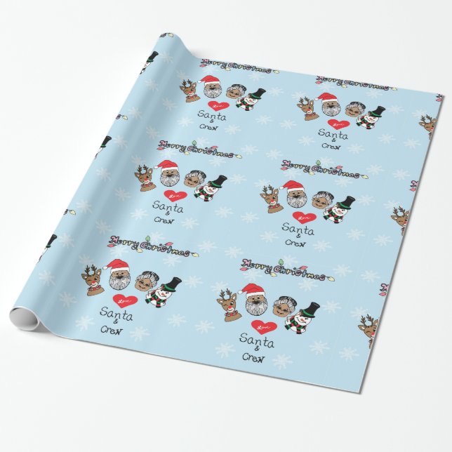 Papel De Regalo Feliz Navidad de Santa y sus amigos (Desenrollado)