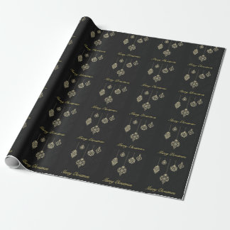 Papel De Regalo Feliz Navidad Decorativa Geometría de oro envoltur