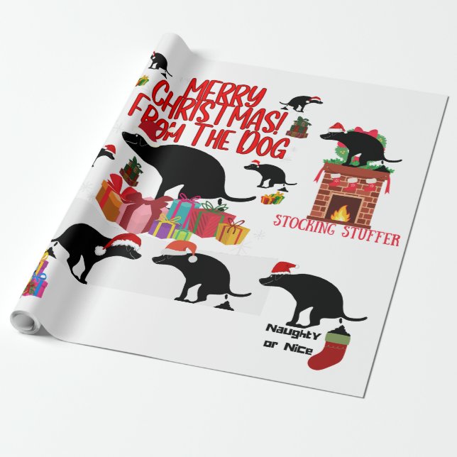 Papel De Regalo Feliz Navidad del perro (Desenrollado)