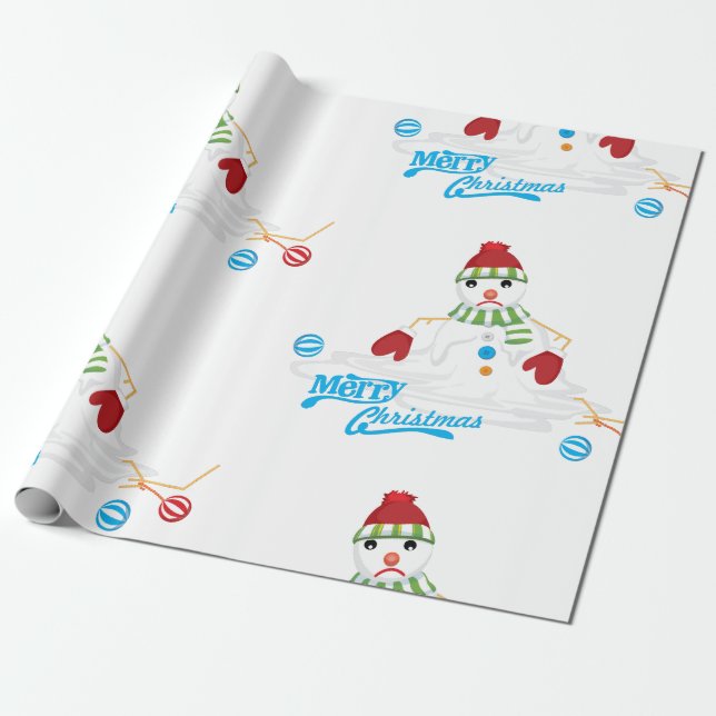 Papel De Regalo feliz navidad derritiendo la nieve (Desenrollado)