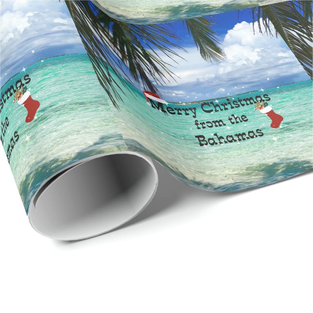 Papel De Regalo Feliz Navidad desde Bahamas (Esquina del rollo)