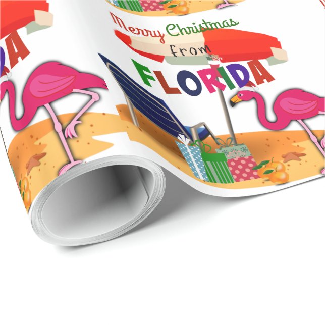 Papel De Regalo Feliz Navidad desde Florida (Esquina del rollo)