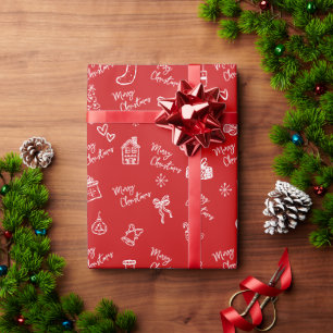 Papel De Regalo Feliz Navidad Dibujado a Mano Doodle Caprichoso Ro