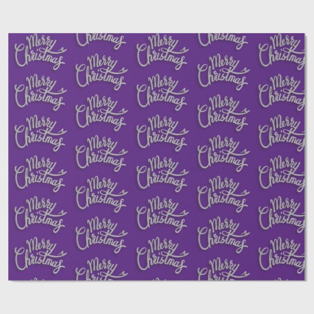 Papel De Regalo Feliz Navidad Diseño morado y plateado brillante (Superficie plana)