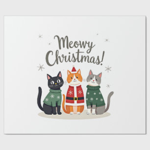 Papel De Regalo Feliz Navidad divertido gato Navidad vacaciones Xm