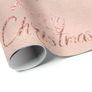 Papel De Regalo Feliz Navidad Dorada Rosa Burlap Linate Cottage