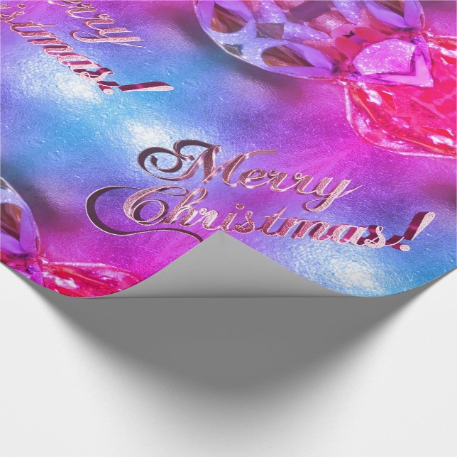 Papel De Regalo Feliz Navidad elegante azul y rosado guión moderno (Esquina)