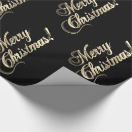 Papel De Regalo Feliz Navidad Elegante Black Faux Relieve metaliza