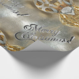Papel De Regalo Feliz Navidad Elegante Faux Gold Silver Script