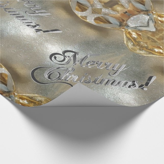 Papel De Regalo Feliz Navidad Elegante Faux Gold Silver Script (Esquina)