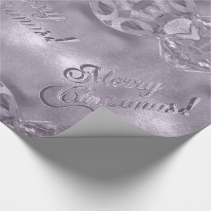Papel De Regalo Feliz Navidad Elegante Faux Plata Rosa Gris