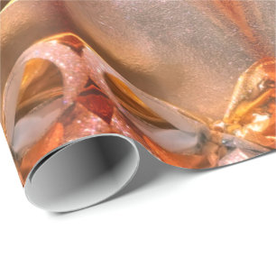 Papel De Regalo Feliz Navidad Elegante Faux Red Copper Gold Moda