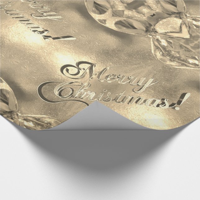 Papel De Regalo Feliz Navidad Elegante Faux Relieve metalizado dor (Esquina)