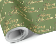 Feliz Navidad Elegante Olive Green Gold Script