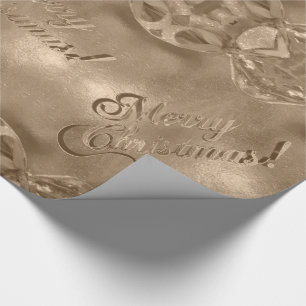 Papel De Regalo Feliz Navidad Elegante Script Copper Brown
