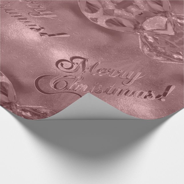 Papel De Regalo Feliz Navidad Elegante Script Red Copper (Esquina)