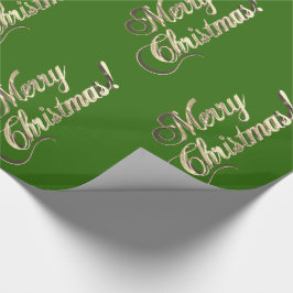 Papel De Regalo Feliz Navidad Elegante, verde y dorado moderno