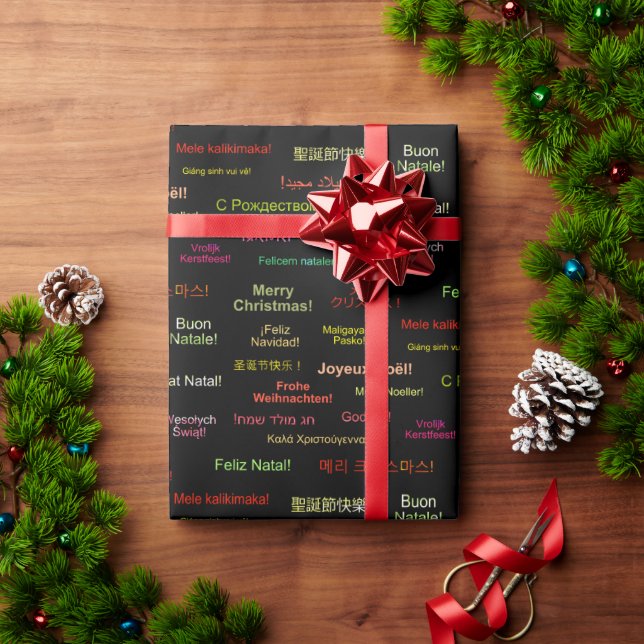 Papel De Regalo Feliz Navidad en diferentes idiomas del mundo (Regalo de vacaciones)