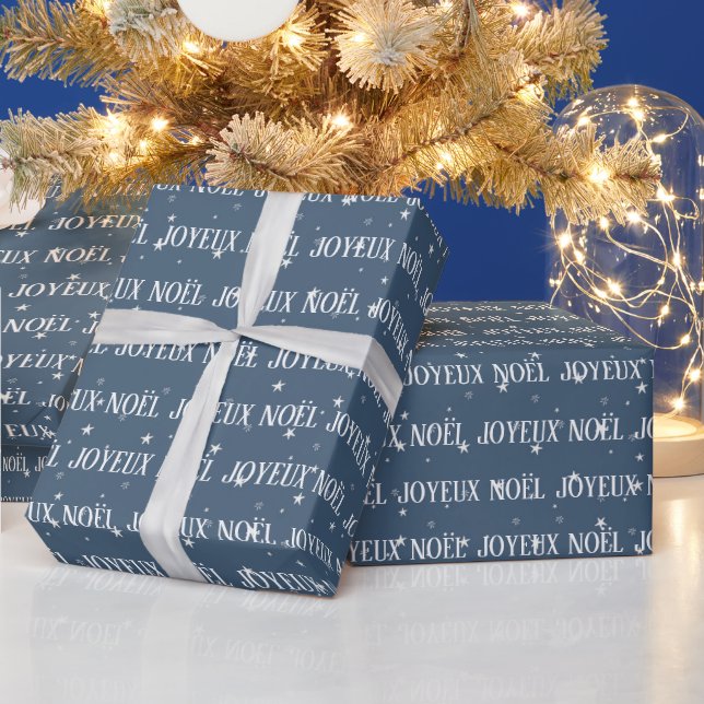 Papel De Regalo Feliz Navidad En Francés Con Estrellas (Vacaciones)