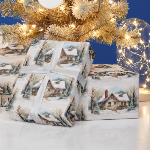 Papel De Regalo Feliz Navidad en un paisaje nevado