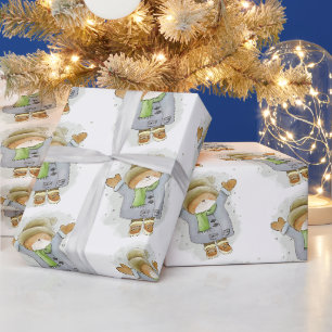 Papel De Regalo Feliz Navidad envolviendo gatito de invierno