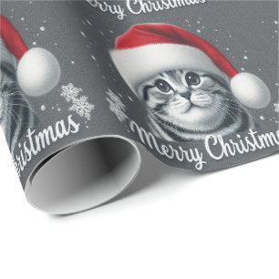 Papel De Regalo Feliz Navidad Escocia felino frito, Navidad gato