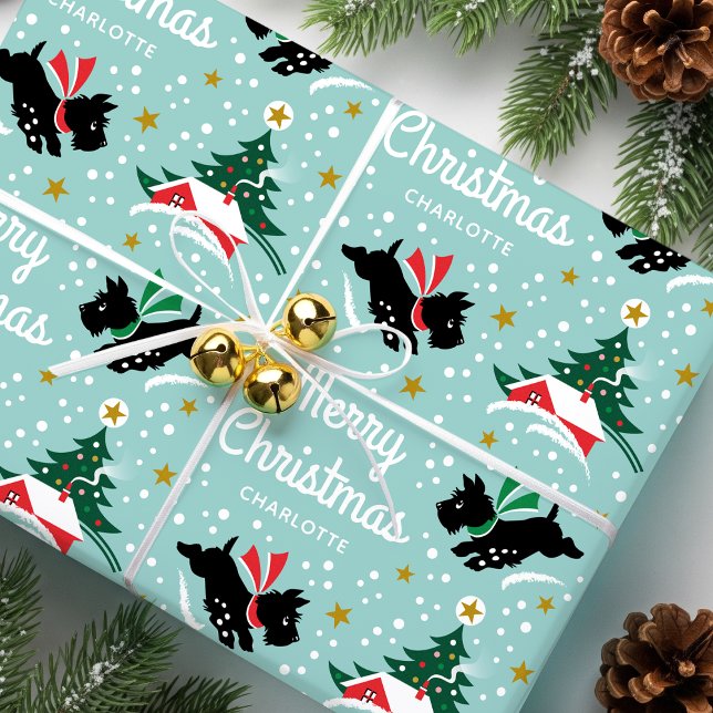 Papel De Regalo Feliz Navidad Escocia Perro Nieve Nieve Nombre de  (Subido por el creador)