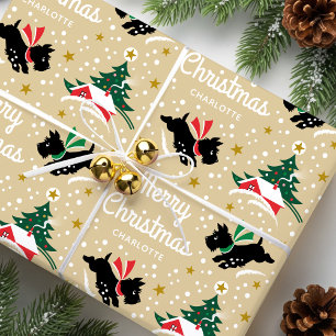 Papel De Regalo Feliz Navidad Escocia Perro Nieve Nombre de divers