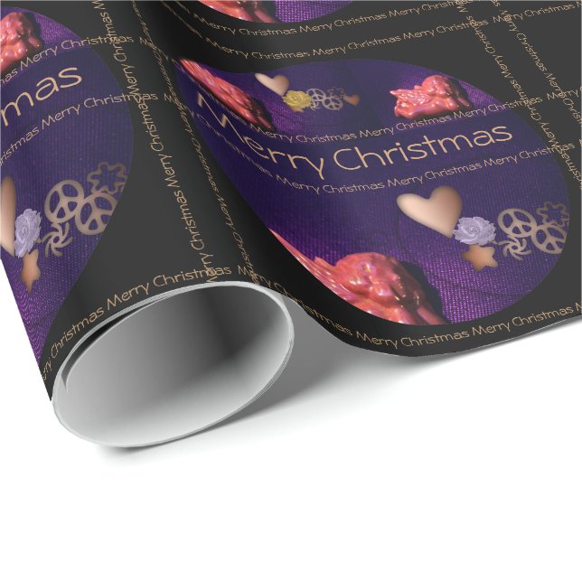 Papel De Regalo Feliz Navidad escrito en pequeñas líneas - Cinta - (Esquina del rollo)