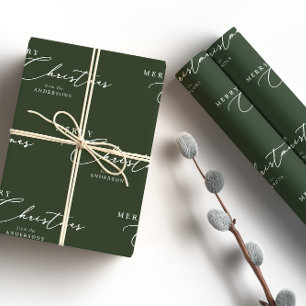 Papel De Regalo Feliz Navidad Escritura Moderna Elegante Personali