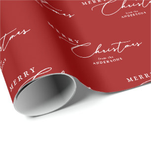 Papel De Regalo Feliz Navidad Escritura Moderna Elegante Personali