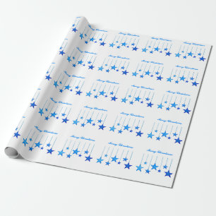 Papel De Regalo Feliz Navidad Estrella azul Decoración con texto