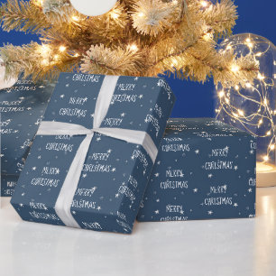 Papel De Regalo Feliz Navidad Estrellas Blancas
