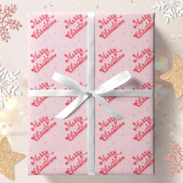 Papel De Regalo Feliz Navidad Estrellas Retro Rosa (Subido por el creador)