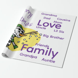 Papel de regalo Feliz Navidad Familia Amor Muñeco 