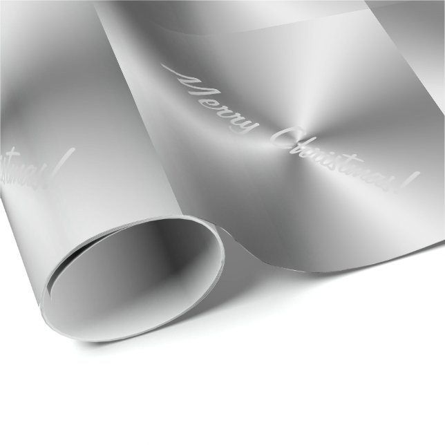 Papel De Regalo Feliz Navidad Faux Metallic Gray Gift Wraping (Esquina del rollo)