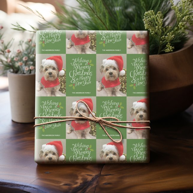 Papel De Regalo Feliz Navidad Feliz Año Nuevo - 1 foto caprichosa (Personalized Photo Wrapping Paper)