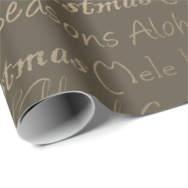 Papel De Regalo Feliz Navidad Feliz Año Nuevo Dorado Marrón (Esquina del rollo)