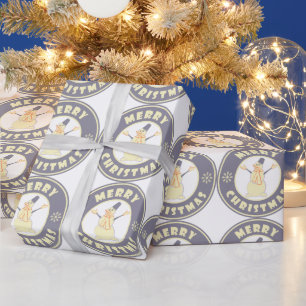 Papel De Regalo Feliz Navidad feliz estilo de café famoso de nieve