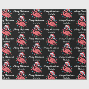 Papel De Regalo Feliz Navidad Flamingo Rosa Personalizado