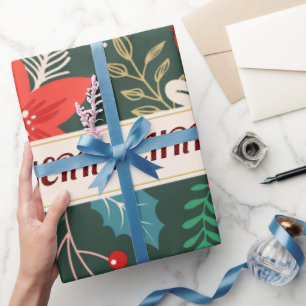 Papel De Regalo Feliz Navidad Floral