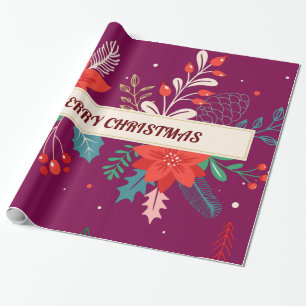 Papel De Regalo Feliz Navidad Floral