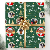 Feliz Navidad Foto Personalizada Festiva Verde