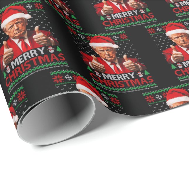 Papel De Regalo Feliz Navidad Funny Trump Papá Noel (Esquina del rollo)
