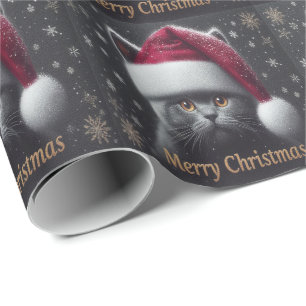 Papel De Regalo Feliz Navidad, gato de Bombay, navidad, gato de Sa
