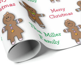 Papel De Regalo Feliz Navidad Gingerbread Man Personalizado